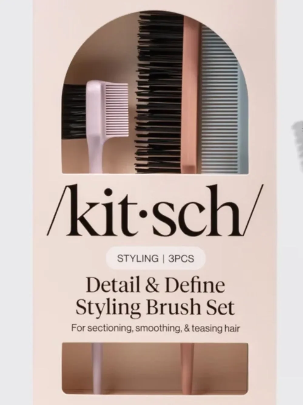 kitsch 3 piece Detail & Define Styling Smoothing Teasing Sectioning Brush Set